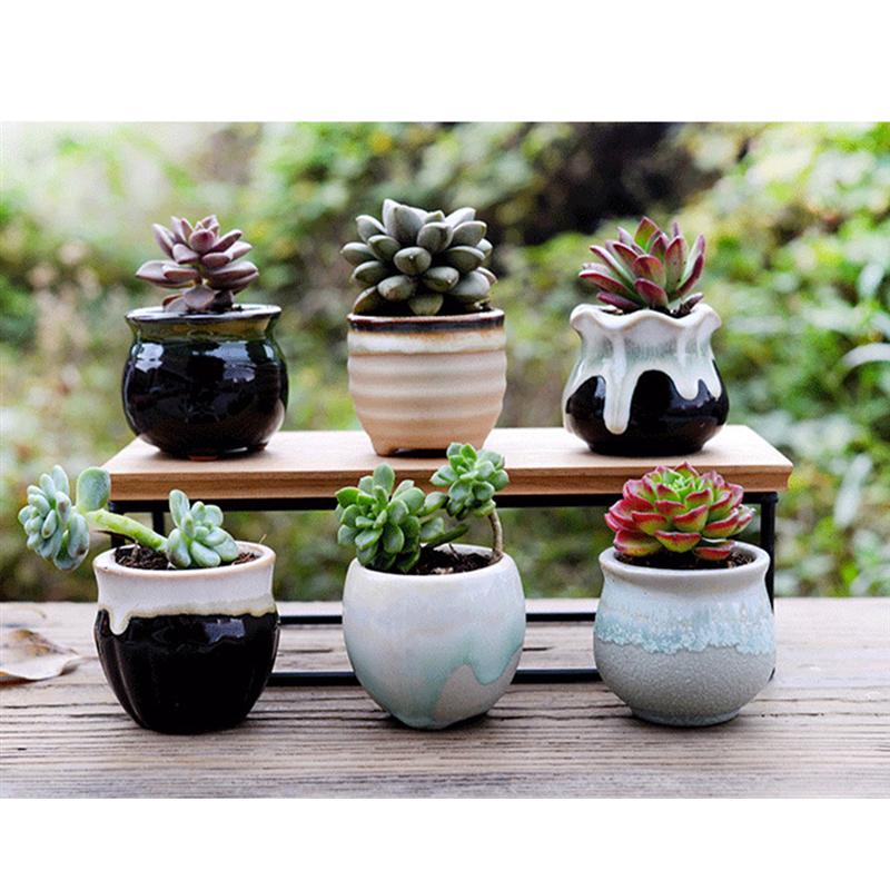 Maceta de cerámica para plantas suculentas, flujo Variable, para el hogar, oficina, plantas sin planta, 6 uds.