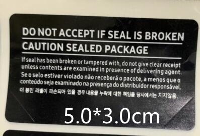 100 pçs/lote 5.2X3.0 3.5X4.7 CM Etiqueta Selo Adesivo Para Sam LG Telefone S20 S21 S22 Nota 20 tira da selagem da caixa do Pacote Navio Livre: Sam Model 2 Black