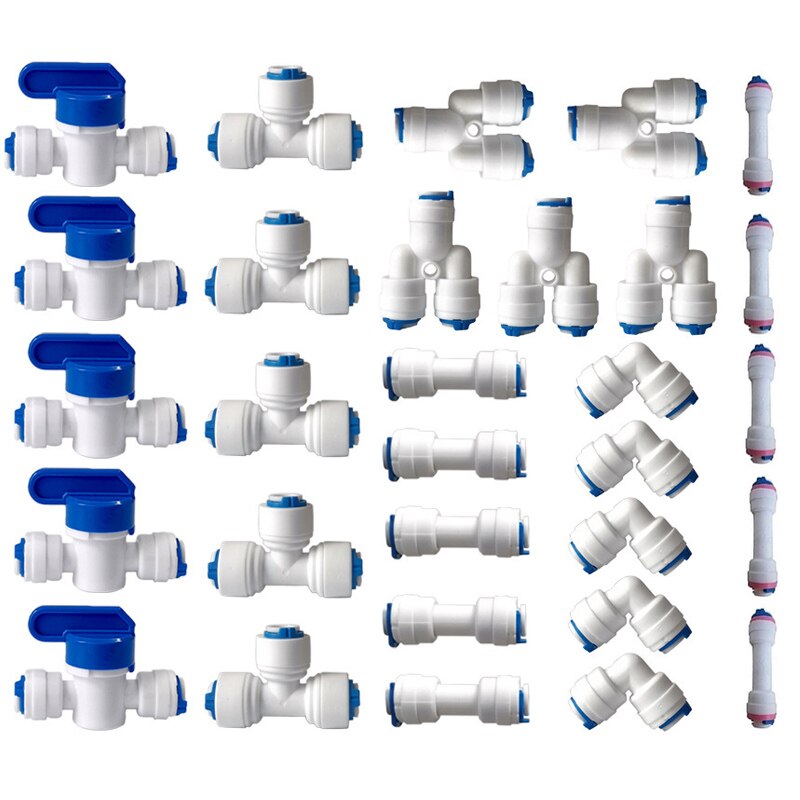 30 peças 1/4 "od conexão rápida push in para conectar encaixe de tubo de água para acessórios de filtro de água de osmose reversa ro: Default Title