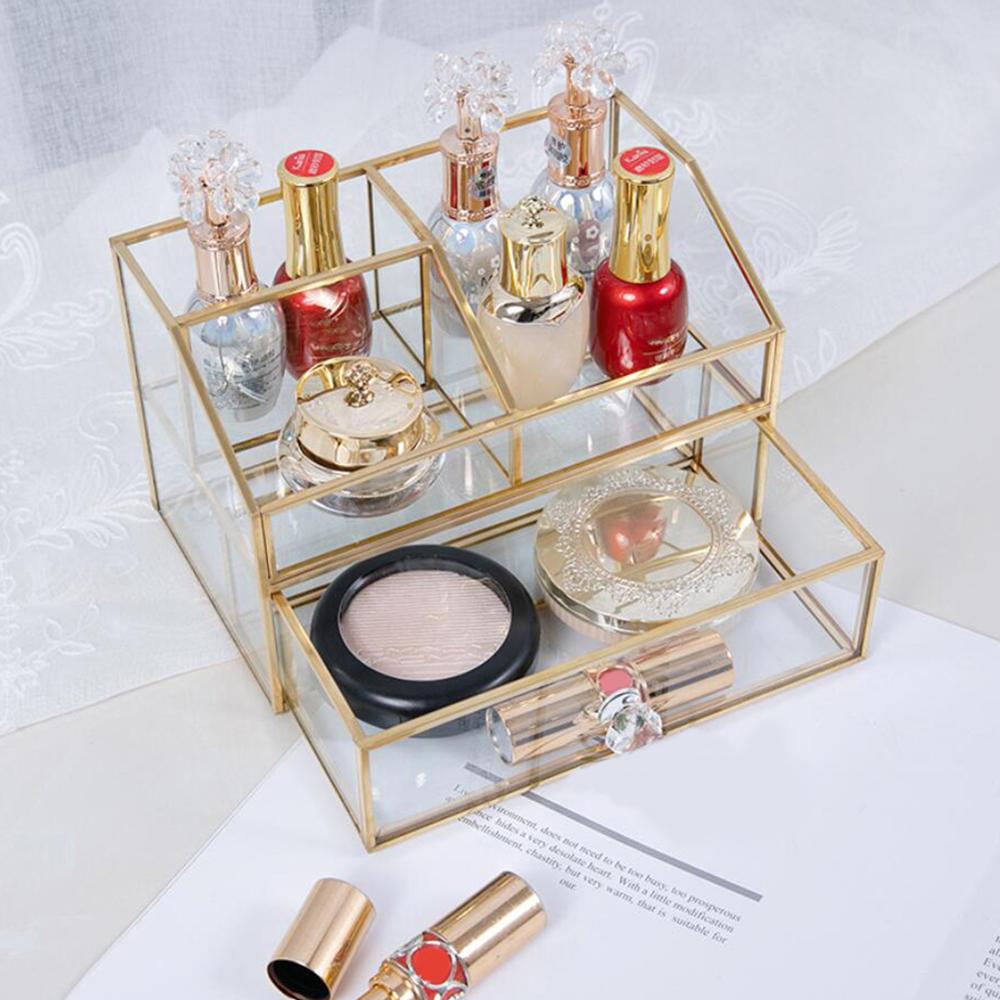Stor kosmetisk organisator boks make up sag skønhed kosmetisk opbevaring sag skuffetype støvtæt makeup værktøjer desktop container