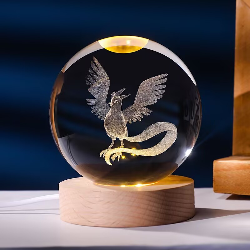 Pokemon bola de cristal 3d pikachu gengar mewtwo base da lâmpada pokeball cristal pokemon bola vidro figura luz da noite presente natal