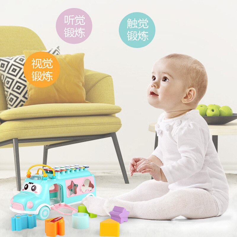 Sorteren, nesten, stapelen, bus speelgoed, geboorte, baby, educatieve sorteerders voor kinderen, ontwikkelingsspeelgoed, baby-muziekspeelgoed, klop op piano