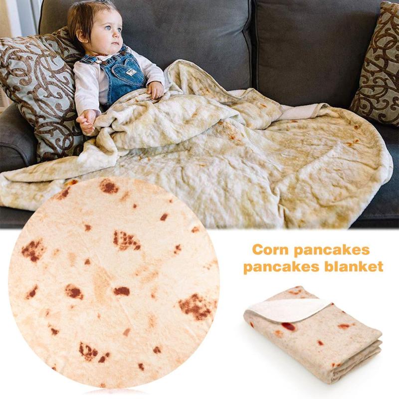 Nouvelle couverture moderne à motif de Tortilla | Crêpe moderne en coton rond en forme de Burrito pour couettes de bureau de voiture /125/152 CM