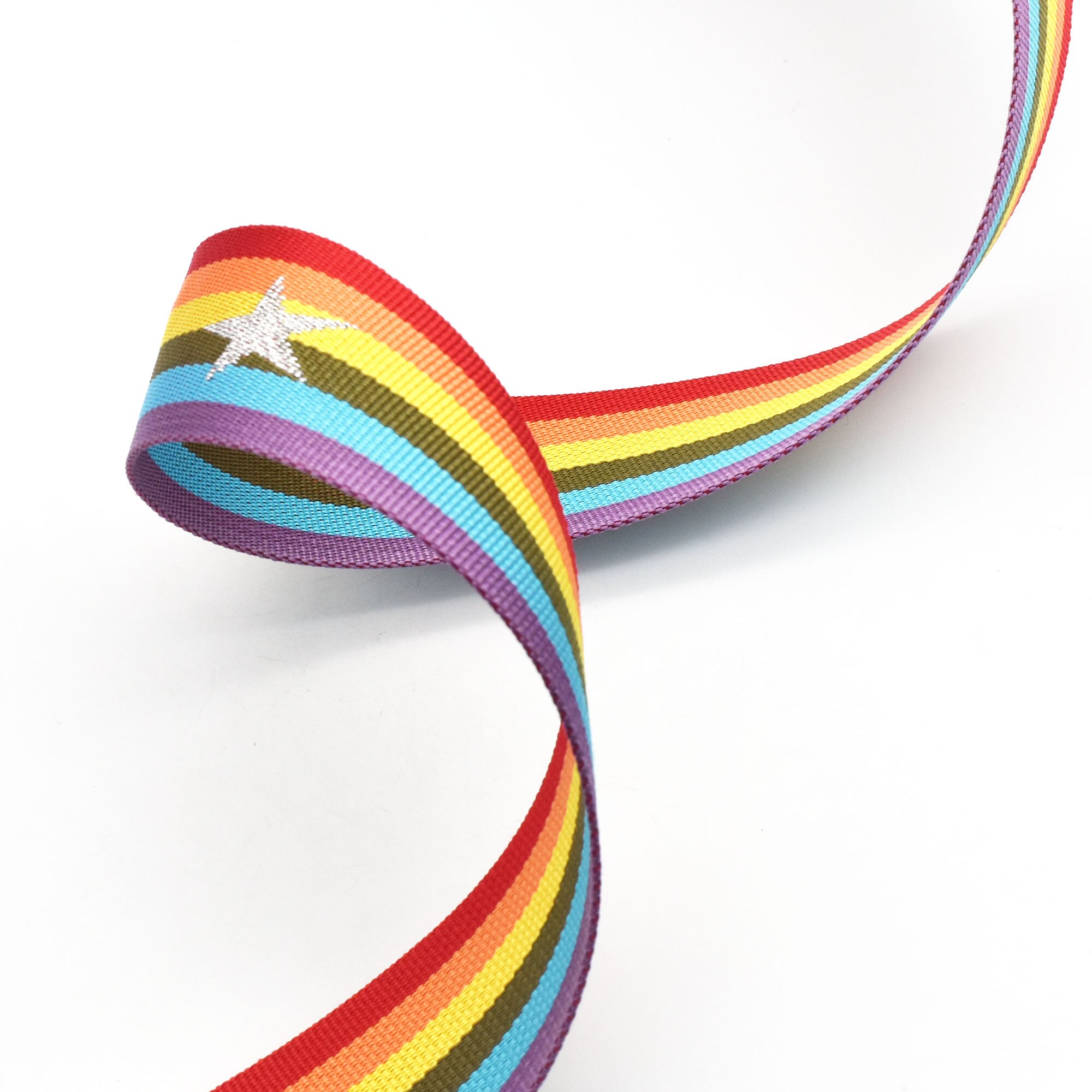 2 &quot;Regenboog Singels Met Ster Patroon Strap Webbing Heavy Duty Belt Bag Strap Portemonnee Singels Hond Kraag Geweven Riem 1/2/3/5Yards: 1 yards