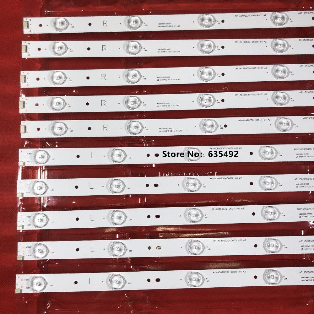 1set=10pcs LED Backlight For LED49C1000N LED49C1080N LB-C490F13-E2-L-G1-SE3 SE2 LB-C490F13-E2-L-G1-SE4 SVJ490A06 SVJ490A09