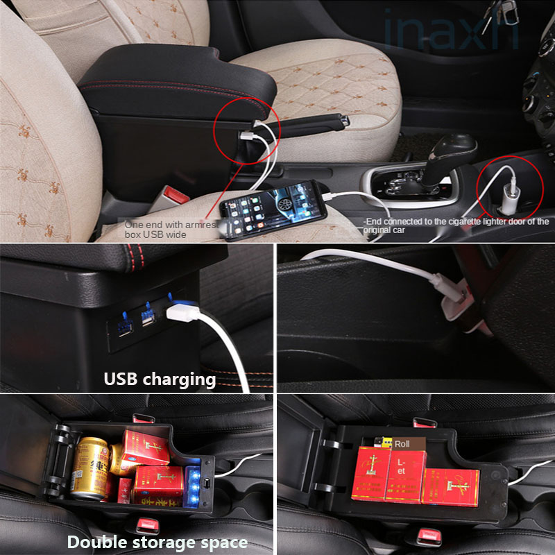 Reposabrazos para MAZDA CX-3, reequipamiento para Mazda 2 Skyactiv versión cx3, caja de almacenamiento para reposabrazos de coche, accesorios para coche, detalles interiores USB