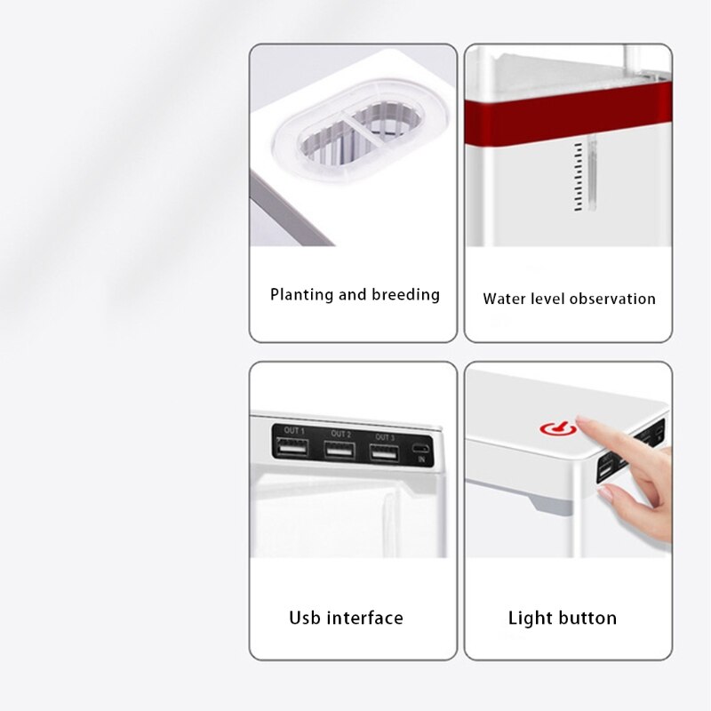 1.5 Liter Fish Tank with Hidden Filter and LED Lighting Grow Aquatic Plants and Fish in One Environment Light Adjustable