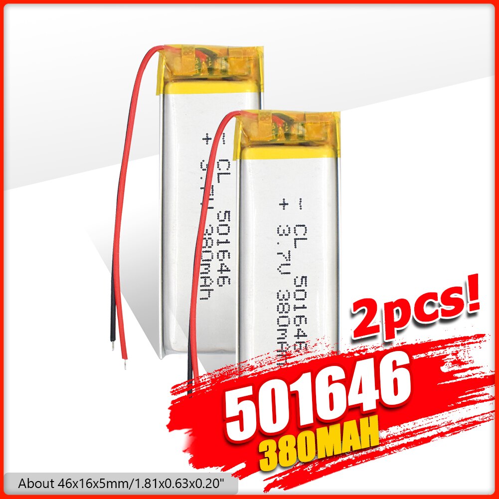 1/2/4 piezas 3,7 V 380mAh batería Lipo recargable 501646 batería de polímero de litio para Psp Gps Mp3 Cámara Pda Altavoz Bluetooth