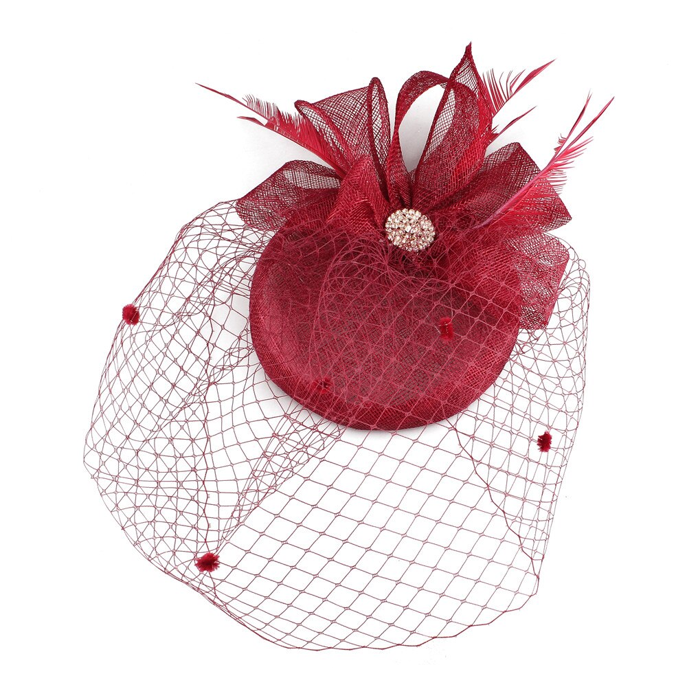 Sinamay Chic cheveux maille accessoires de mariage Fascinator mariée voiles chapeau bandeau femmes dames Occasion casque Net points: marron
