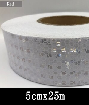 Bike Body Reflective Safety Stickers Reflective Safety Warning Conspicuity Tape Film Sticker Strip Bicycle Accessories: 5cmx25m  white