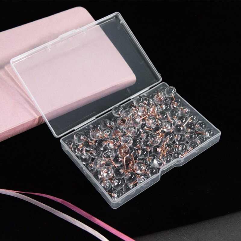 100pcs Drawing Thumbtack Board Pins Transparent Push Pins Thumb Photo Map Wall Studs For Office School DIY Art Supplies