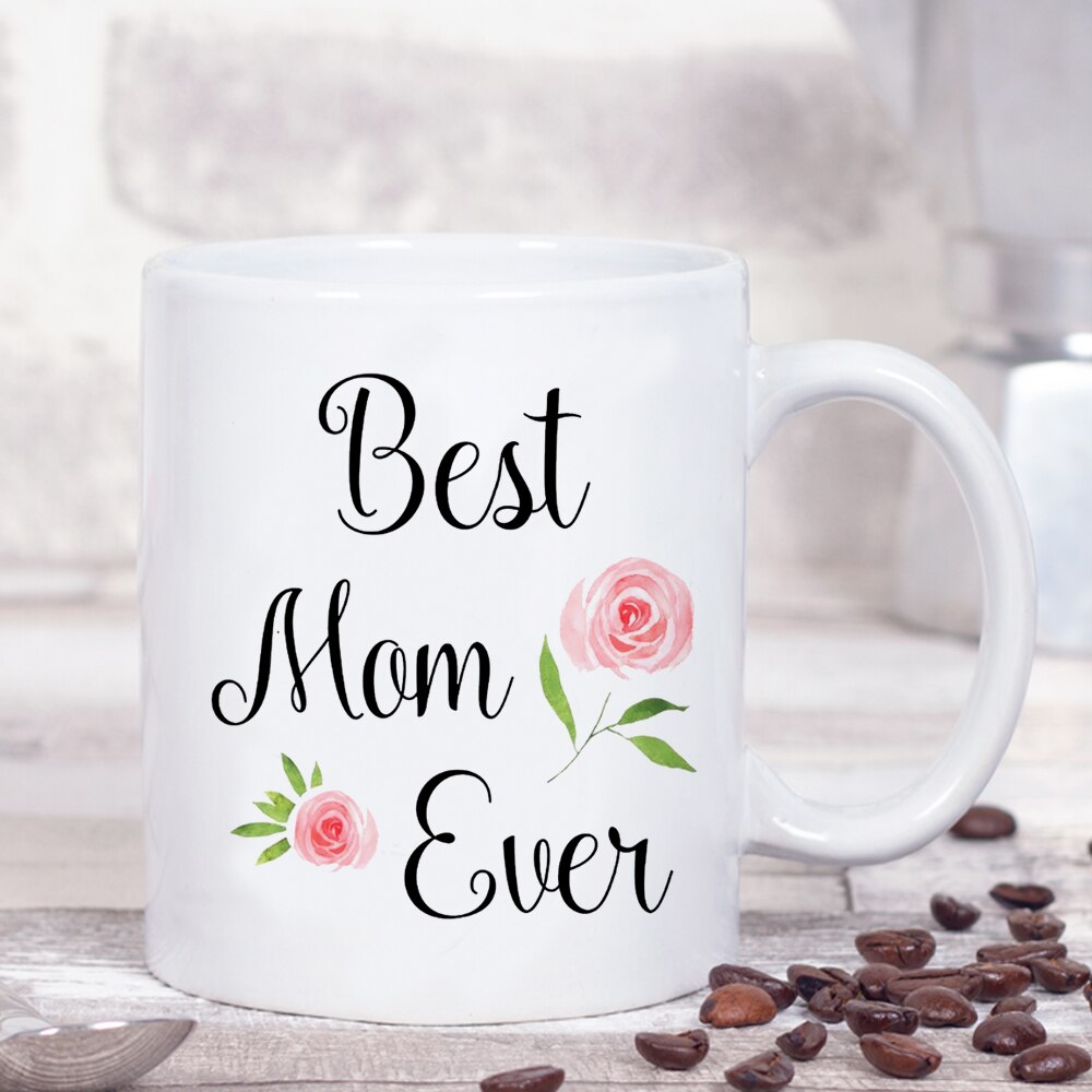 Best Mom Ever Ceramic Coffee Mug 350ml Mother Day Mom Mama Cup Travel Mug and Cup: White