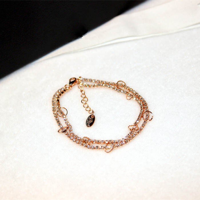 Prachtige Zirconia Rose Goud Zilver Kleur Armband Voor Vrouwen Party Wedding Armband Mooi Sieraden