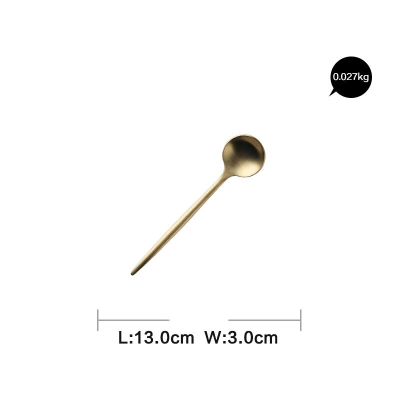 1Pcs Rvs Diner Goud Servies Set Mes Vork Lepel Bestek Set Keuken Servies Spaanse Stijl Westerse Bestek: Golden coffee spoon