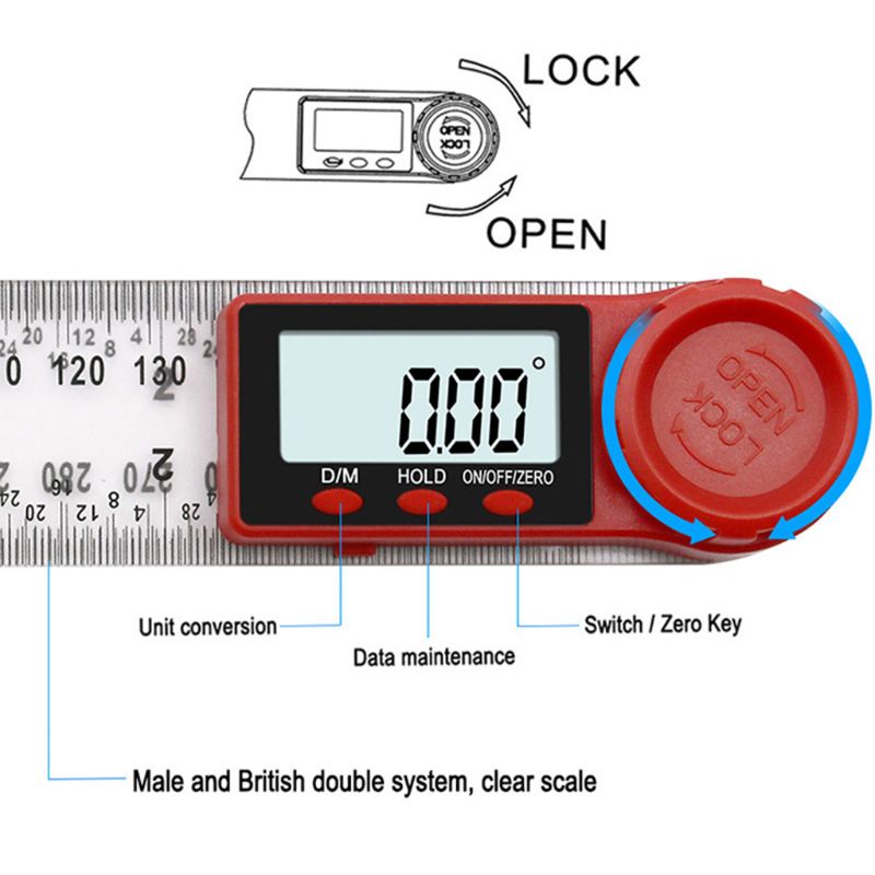 300mm/200mm règle d'angle numérique inclinomètre goniomètre rapporteur Angle Finder M0XCM0XC