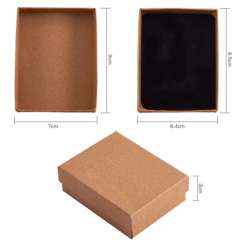24 Stück Schmuckschatullen aus Pappe, 3,54 x 3,54 x 1,18, quadratische Kartons aus Papier, Kraftpapier, Geschenkverpackungsbox für Weihnachten: Gold