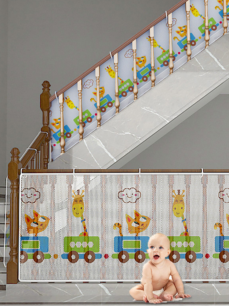 Baby Gates For Stairs Kids Safety Door Child Stair Barrier Safe Rail Balcony Stair Protection Net Fence Dog Gate &amp; Rope For Baby