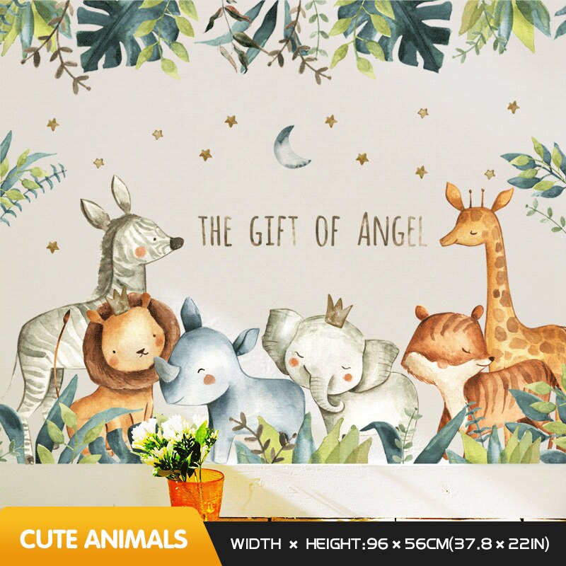 Cartoon Cute Animals Wall Stickers For Kids Rooms Baby Boy Bedroom Wall Decorations Self Adhesive Decoration Stickers Home Decor: Animals B
