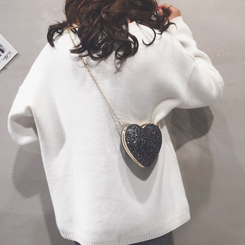 Heart Bags for Women Purses Trend Luxury Coin Purse Women's Small Handbag Chain Leather Cute Shoulder Bag Ladies