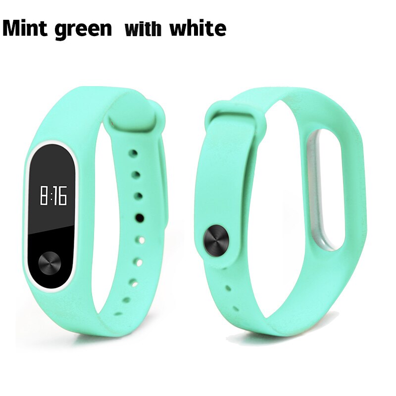 Correa BOORUI de silicona mi Band 2, doble color, reemplazo de correa mi band2, Correa inteligente para xiaomi mi2: Mint green white