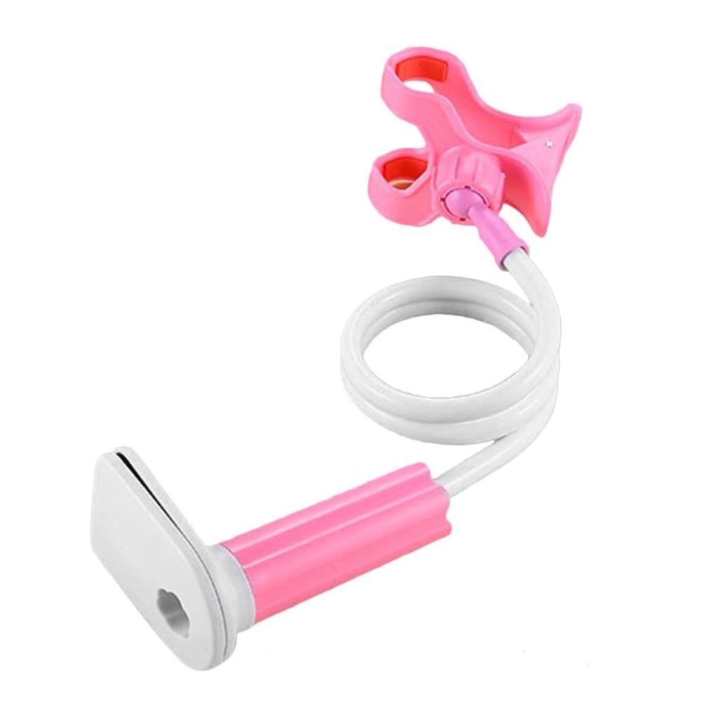 Portable Flexible Mobile Phone Stand Lazy Holder Mount Bracket Table Desk Clip Cellphone Universal Stable Long Holder: pink