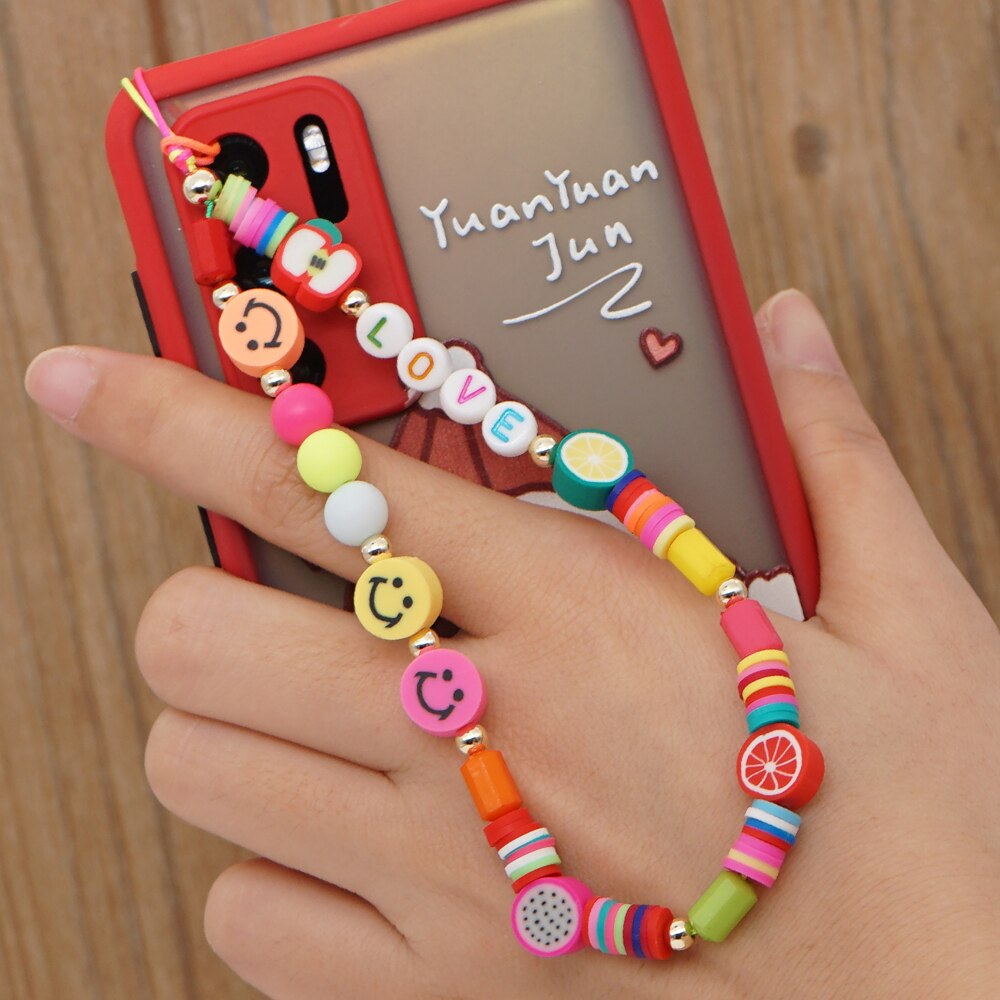 Go2Boho Pols Ketting Voor Telefoon Houder Zomer Strand Telefoon Chains Leuke Fruit Band Vrouwen Kleurrijke Polymeer Klei Heishi Kralen Lanyard