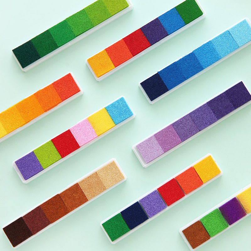 6 farben Bar Stempelkissen Regenbogen Farbverlauf Tinte Pad für Stempel Druck DIY Handgemachten Tagebuch Tagebuch Dekoration Büro Schule 6333