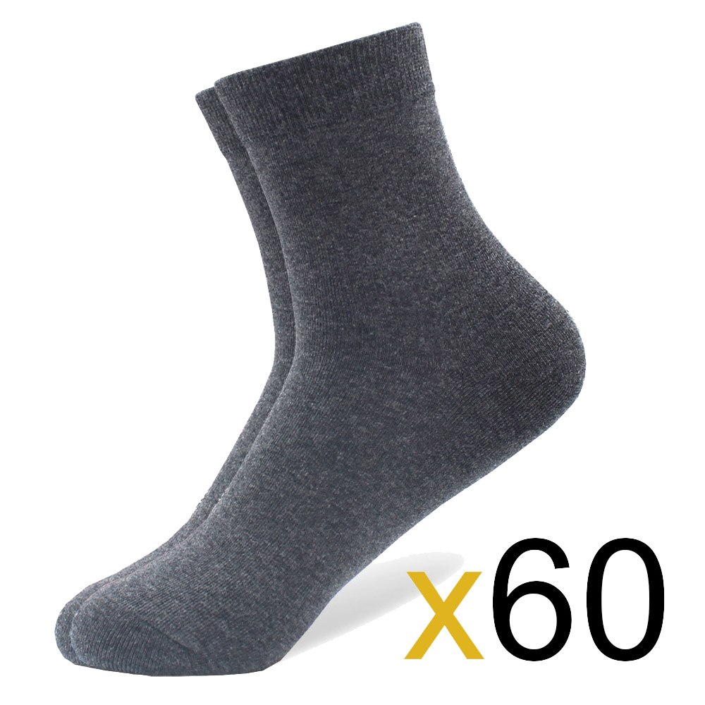 60 Paren/partij Whoesale Mannen Katoenen Sokken Zwarte Business Mannen Sokken Ademend Lente Zomer Herfst Voor Man Us Size (7-9.5): 60 pairs dark gray