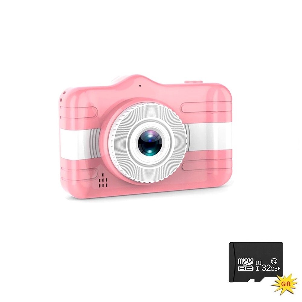 SPASH – Mini caméra numérique HD 1080P pour enfants, 3.5 pouces, caméscope vidéo, jouets avec carte TF de 32 go: Rose