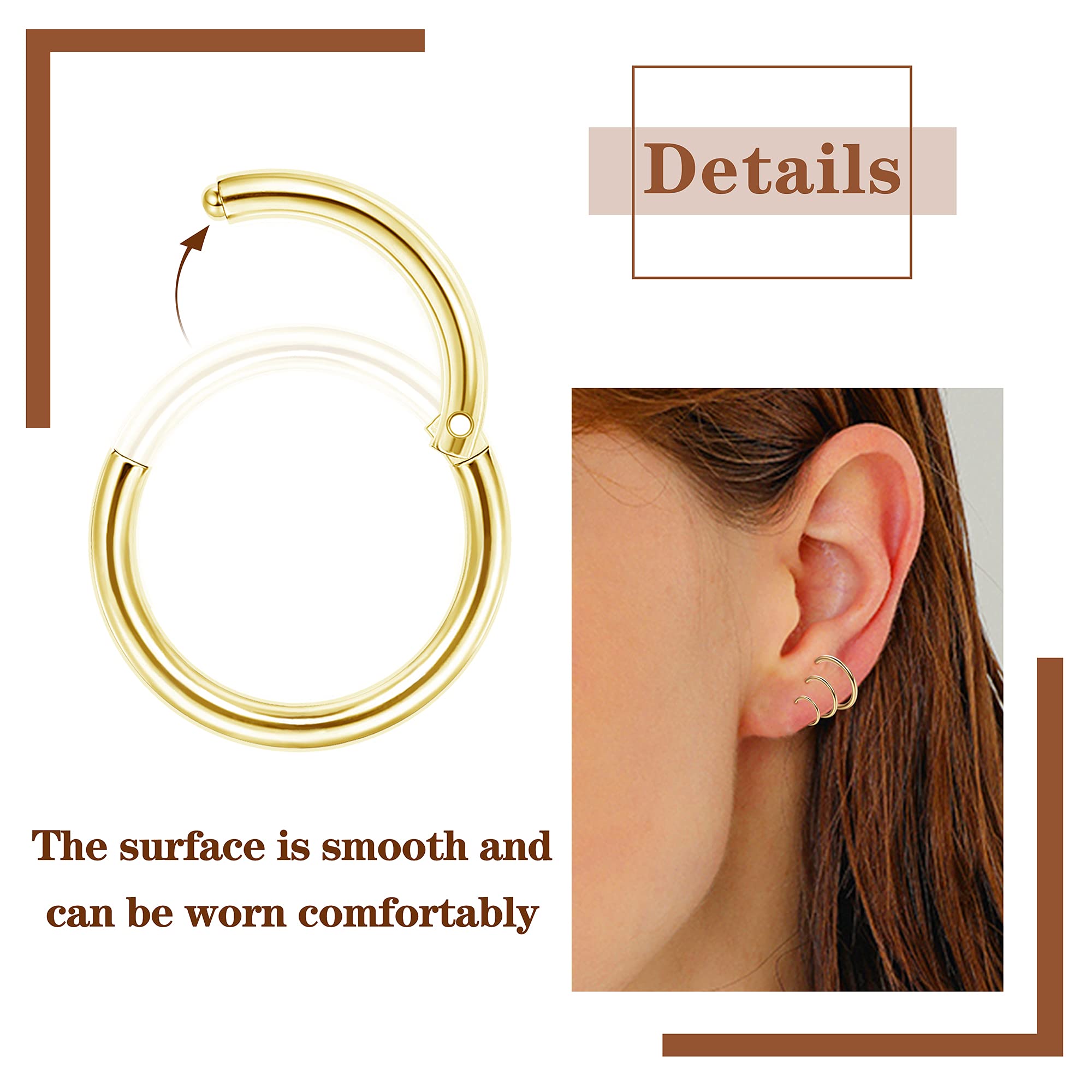 Drperfect 1pc 16G Eyebrow Rings Stainless Steel Belly Lip Cartilage Hoop Rook Daith Earrings Tragus CZ Piercing Curved Barbell
