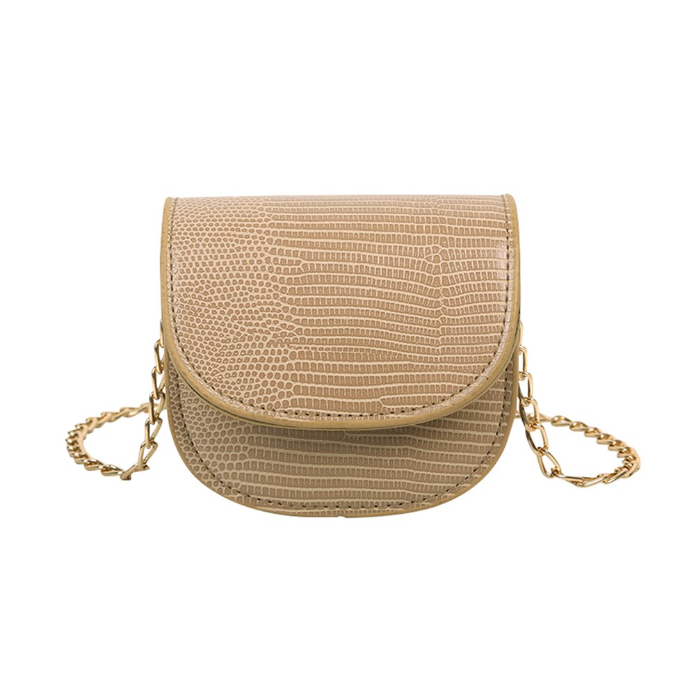 Bolso bandolera Vintage informal de cuero para mujer, Bolso pequeño de hombro con solapa, cadena pura, bolso de mensajero: Beige