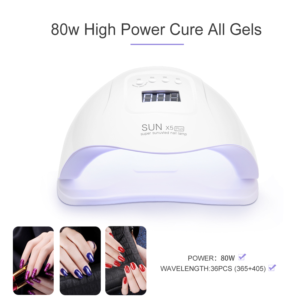 80W UV Lamp LED Nail Lamp Nail Droger Voor Alle Gels Polish Met 10 s/30 s/60 s/99 s Timer Manicure Tool Gel Licht