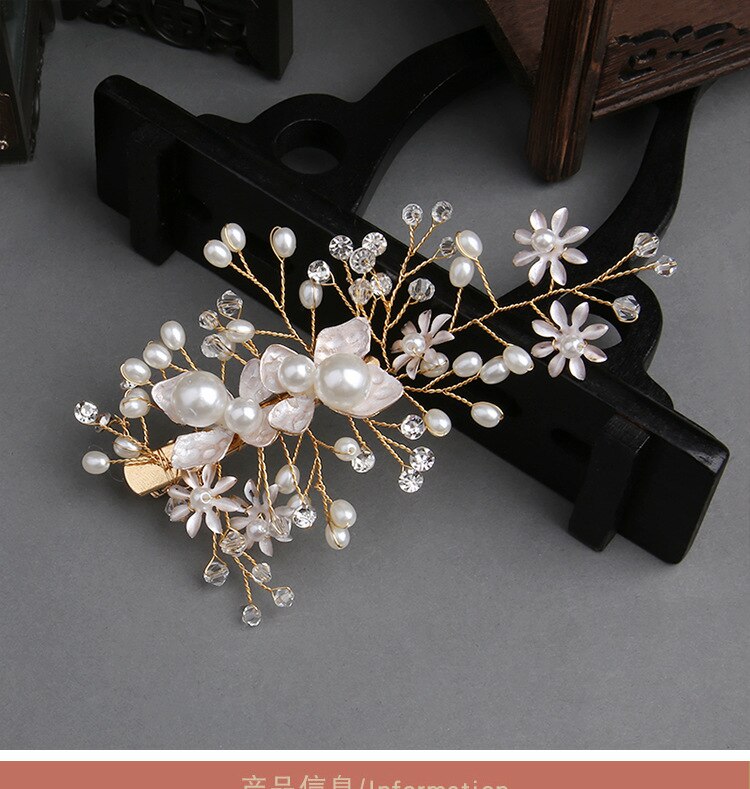 metal Leaves Pearl Mori crepe Hair combs women girls party Headwear bride headpiece: new