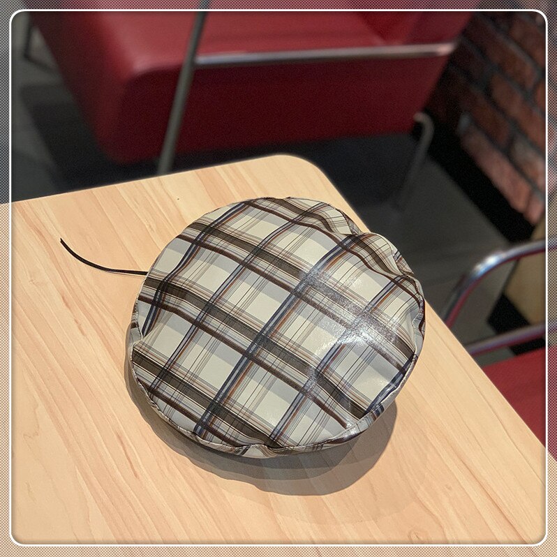 202008- banjian 27 britiske plaidwaterproofpvc belegg streetberetat menn kvinner fritid maleren hatt: beige
