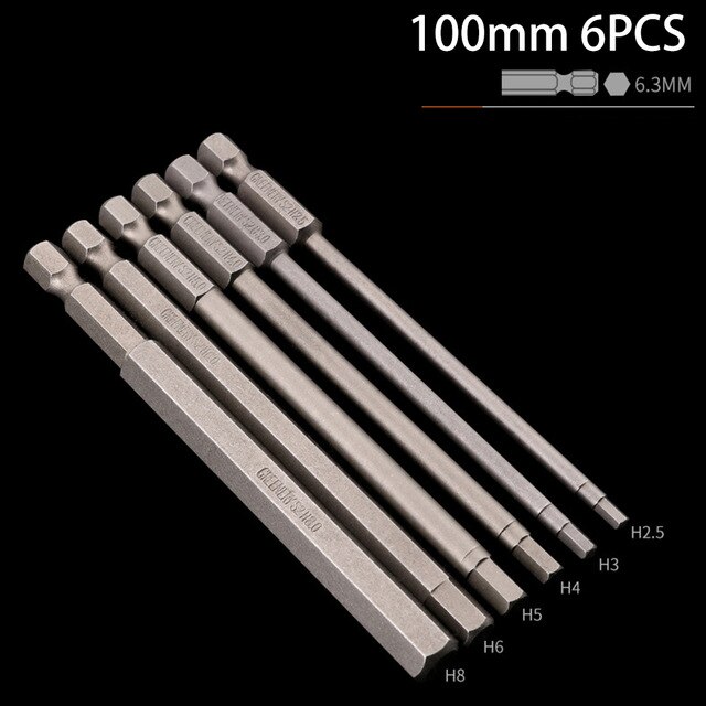 Hex Head Allen Wrench Drill Bit Set S2 Steel Magnetic Hex Head Screwdriver ​: 6PCS 100mm