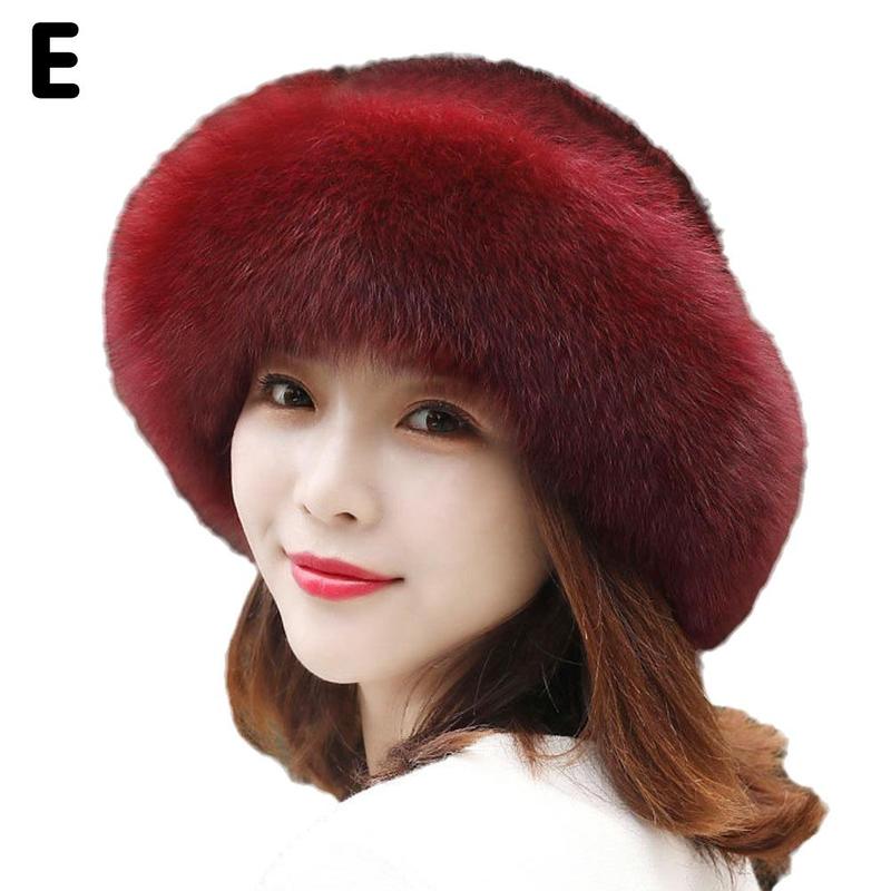 Winter Women Hat Soft Fluffy Faux Fur Hats Thicken Warm Hat Thick Beret Ladies Hat Winter Headgear: One-size wine red