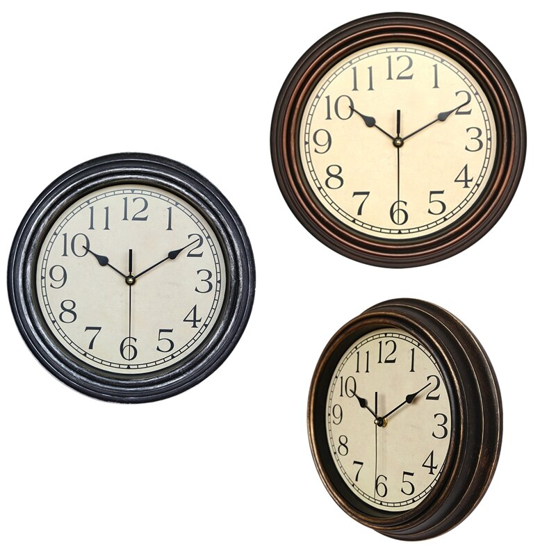 AELS 13x11 Inch Vintage Wall Clock, European Style Decorative Retro Wall Clock, Quality Quartz Battery Operated Hanging for Living Room Bedroom Office Décor, Distressed White Grey by Amazon