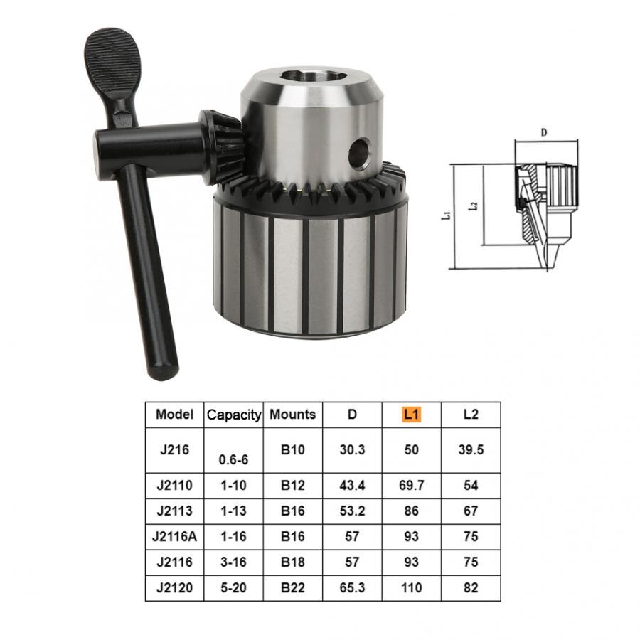 Heavy Duty Key Type Drill Chuck 0.6-6/1-10/1-13/1-16/3-16/5-20mm Clamping Range Taper Mounted Drill Chuck