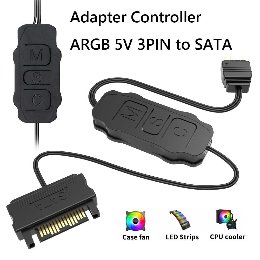 5V 3Stift ARGB Regler ARGB 5V 3Stift Zu SATA Schnittstelle Verlängerung Kabel RGB synchronisieren Regler Kabel für PC Gehäbenutzen Fan