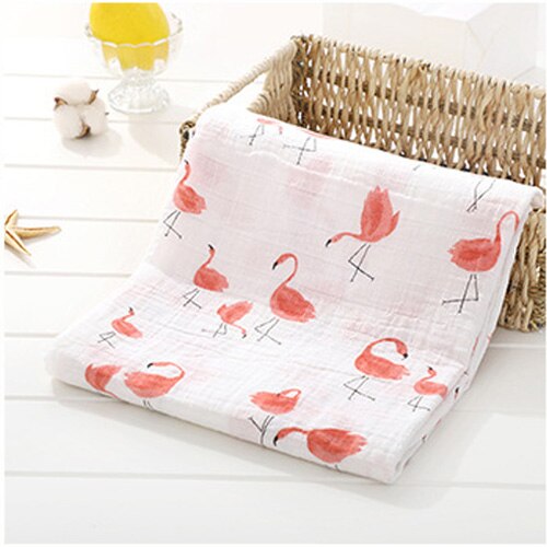 Muslin 100% Cotton Baby Swaddles Soft Newborn Blankets Bath Gauze Infant Wrap Sleepsack Stroller Cover Play Mat: Flamingo