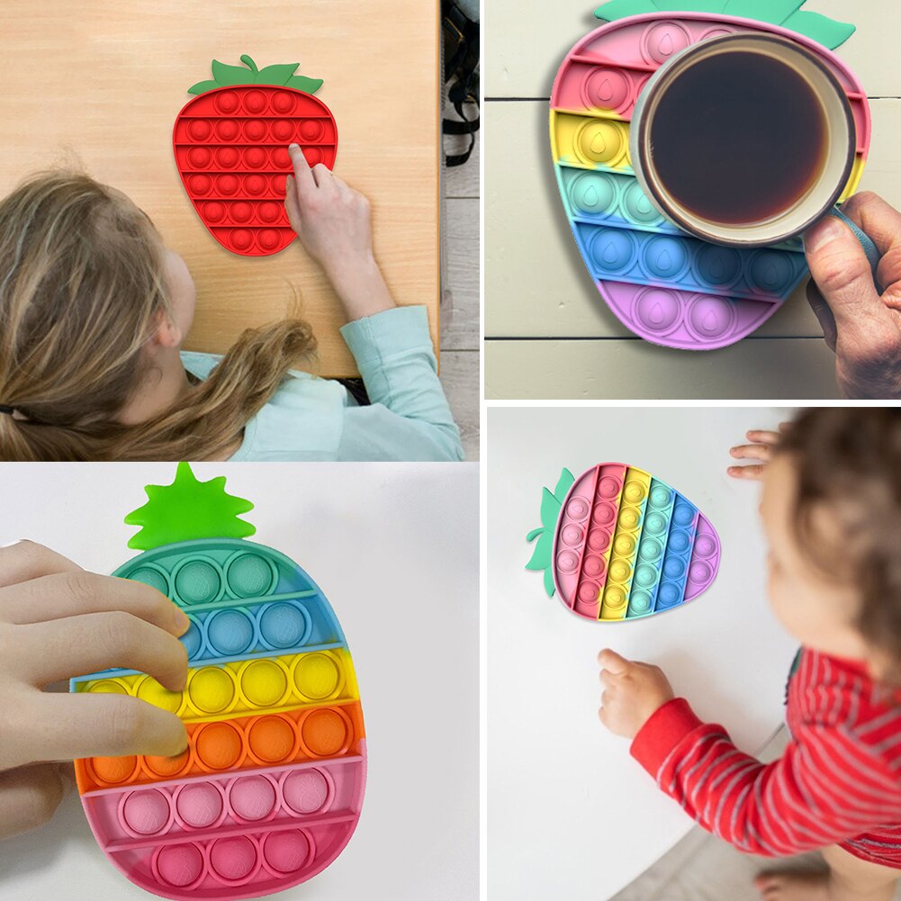 Cartoon Fruit Push Bellen Zintuiglijke Speelgoed Zachte Autisme Anti-Stress Speelgoed Vroege Onderwijs Puzzel Wasbare Stress Squeeze Speelgoed