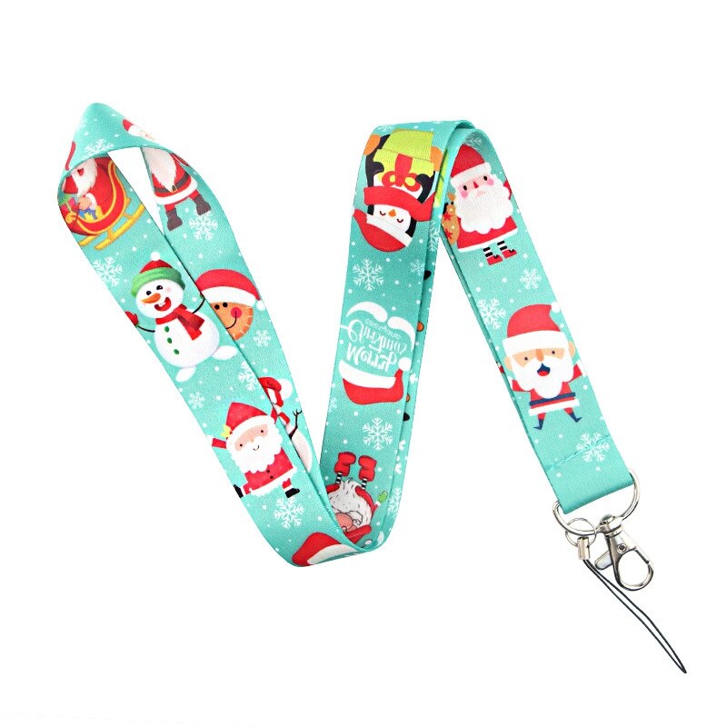 Llavero con cordón de Papá Noel para Navidad, insignia para tarjeta de identificación, funda para teléfono móvil, Antipérdida, correas para colgar en el cuello, cordones de memoria Flash USB: Green