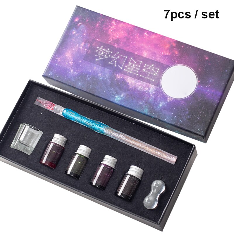 Innovative Handmade Crystal Glass Dip Pen Calligraphy Fountain Set Ink J99Store: 6
