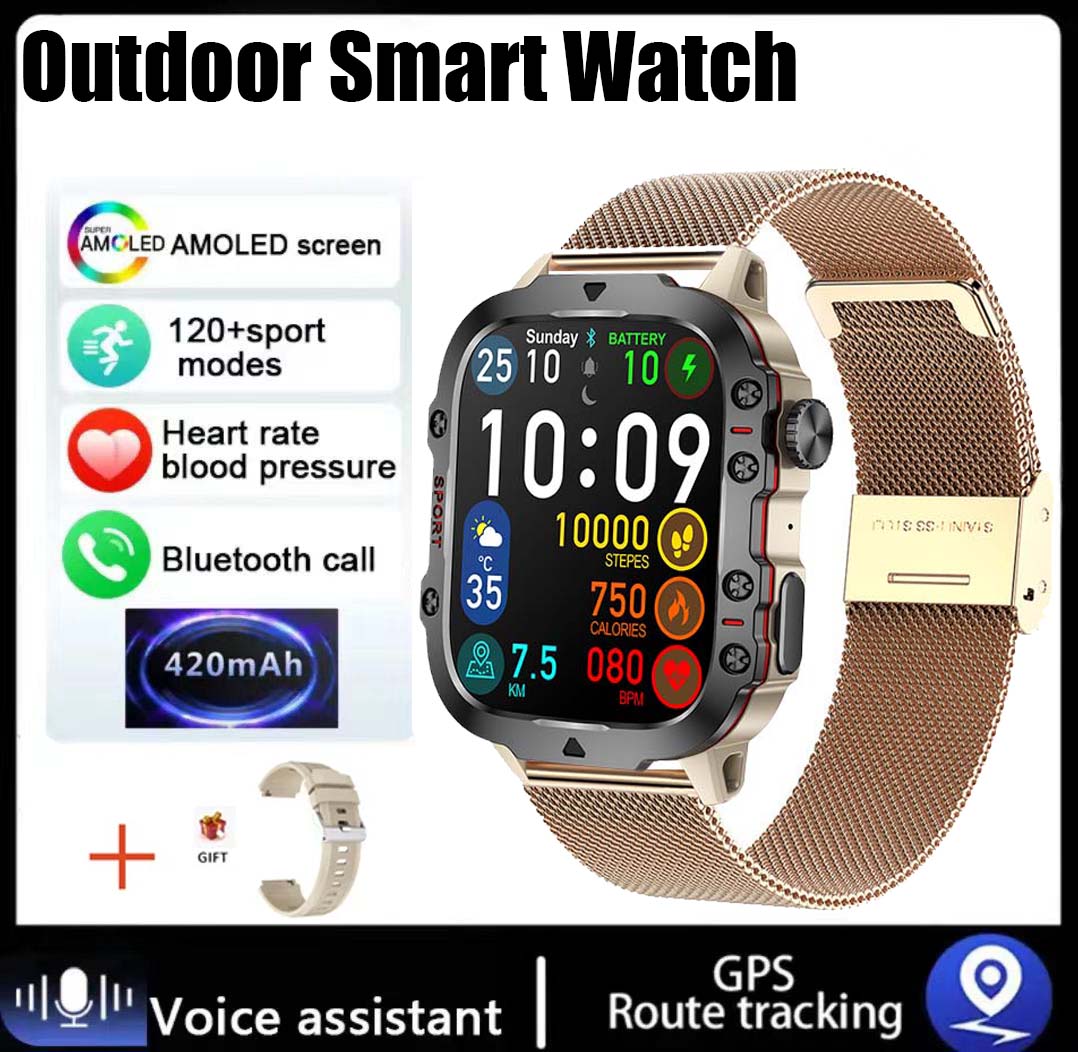 Xiaomi-Montre intelligente militaire pour hommes, IP68, 5iko, Sports de plein air, Fitness Tracker, Moniteur de santé, 2024 ", BT, Appel Smartwatch, , 1.96: YELLOW