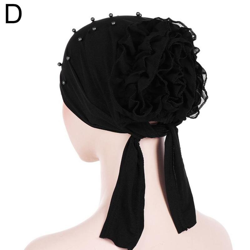 1pcs Spring Autumn Women's Accessories Headdress Muslim Big Flower Nail Bead Cap Headdress Baotou Dubai Women's Hat Leisure D4O1: D