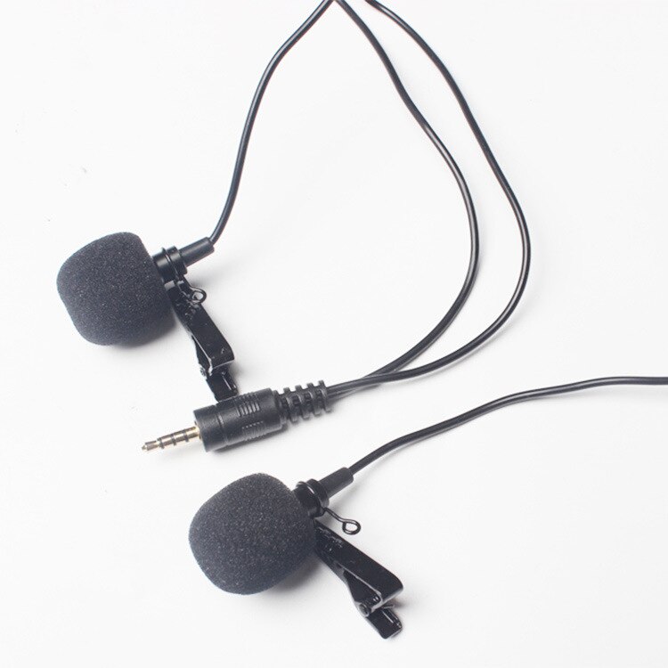 1.5m Long Universal Portable 3.5mm Mini Headset Microphone Double Lapel Lavalier Clip Microphone for Lecture Teaching Studio Mic