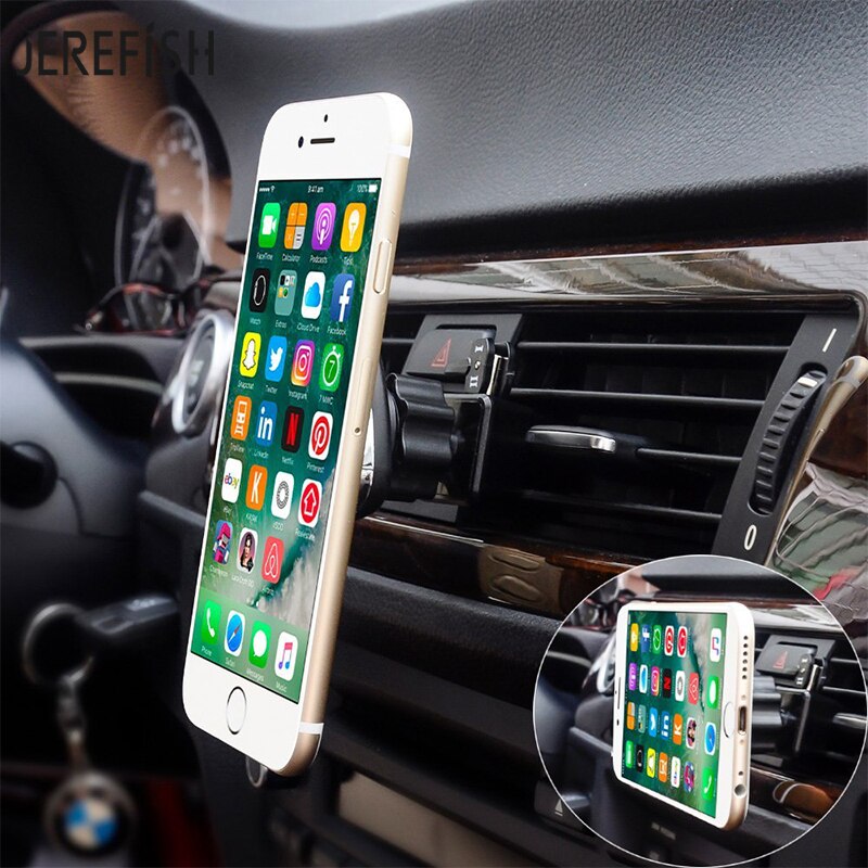 JEREFISH Car Phone Holder Magnetic Air Vent Mount Mobile Smartphone Stand Magnet Support Cell Cellphone Telephone Tablet GPS