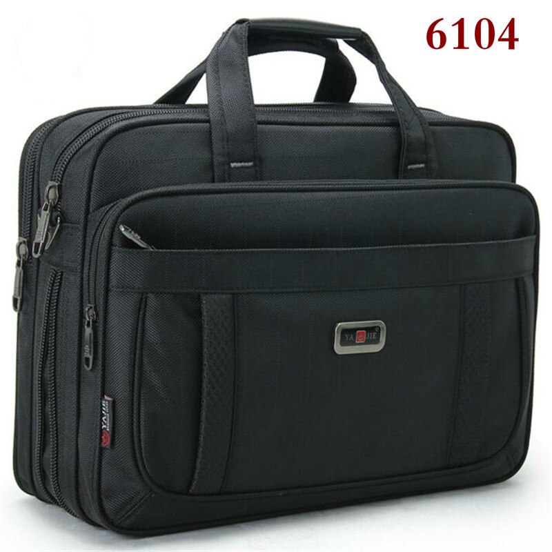 Classic Men Laptop Hand bags Male Durable Oxford Cloth Business Shoulder Bag Office Bags Women 15" Computer Handbag: 6104-Black