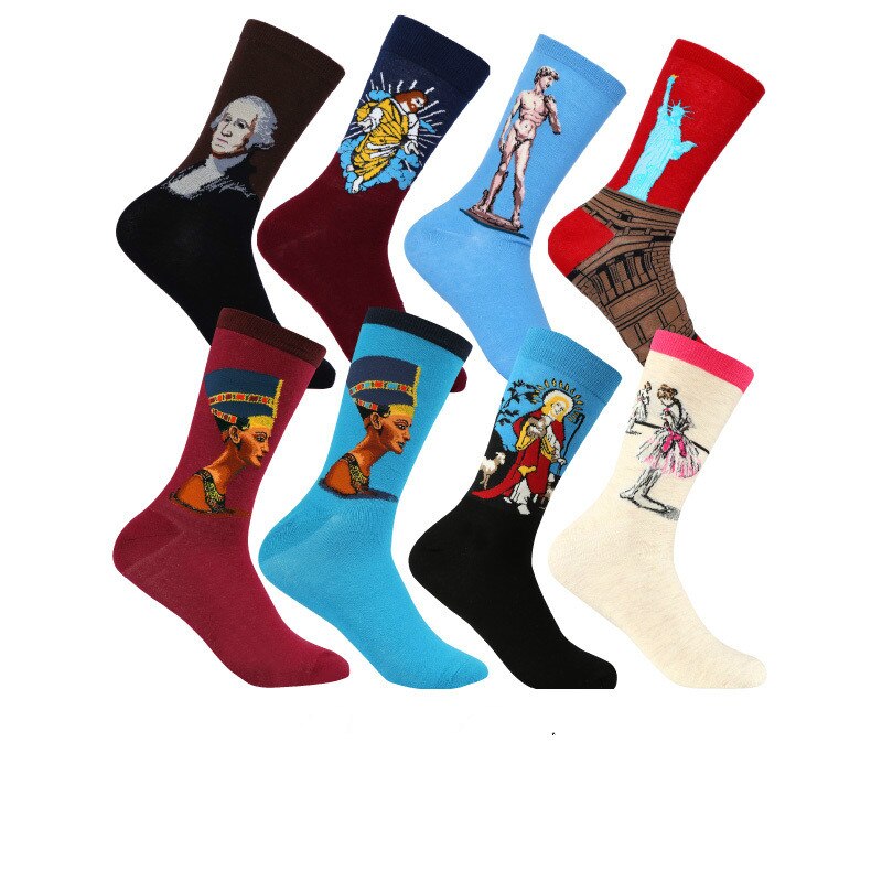 Hommes coton rétro abstrait peinture à l'huile Art chaussettes crier moderne Van Gogh nuit étoilée heureux peinture à l'huile planche à roulettes chaussette