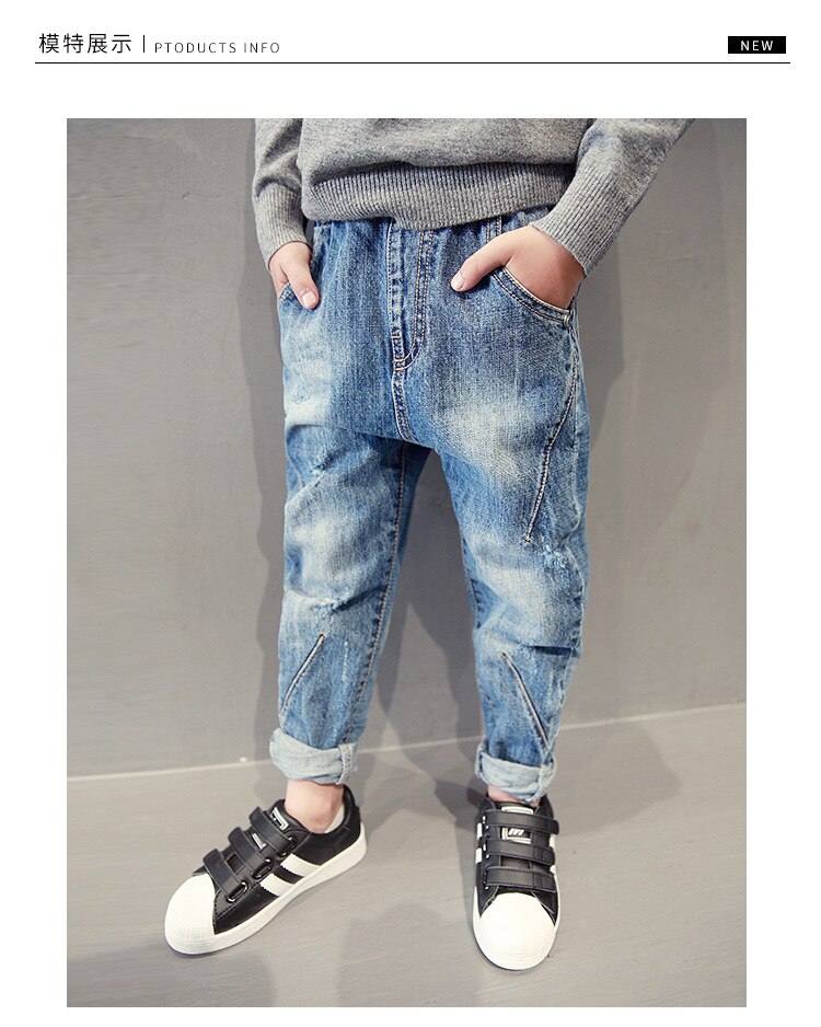 Drenge bukser jeans drenge jeans til forår efterår børne denim bukser børn solidt hul afslappet børn haremsbukser